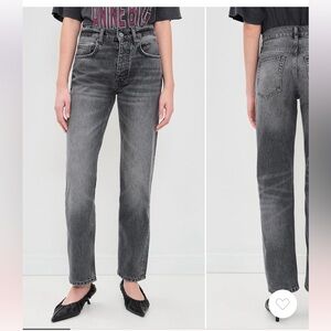 Anine Bing Straight-Leg Jeans in Washed Black